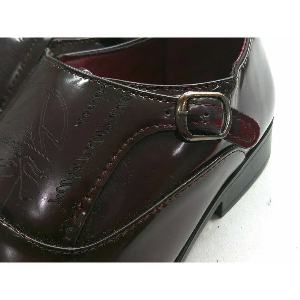 Dress Shoes Mens Size 8 Brown Synthetic Monk Strap Buckle Square Toe Formal